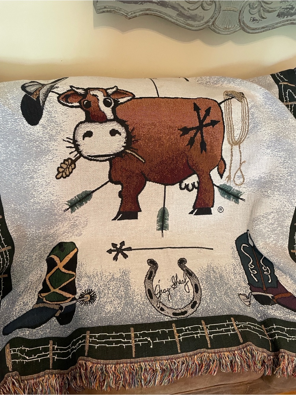 Western ,Rustic .Cowboy Tapestry Throw
